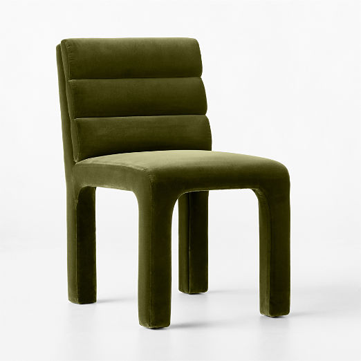 Castell Green Velvet Channel Tufted Dining Chair