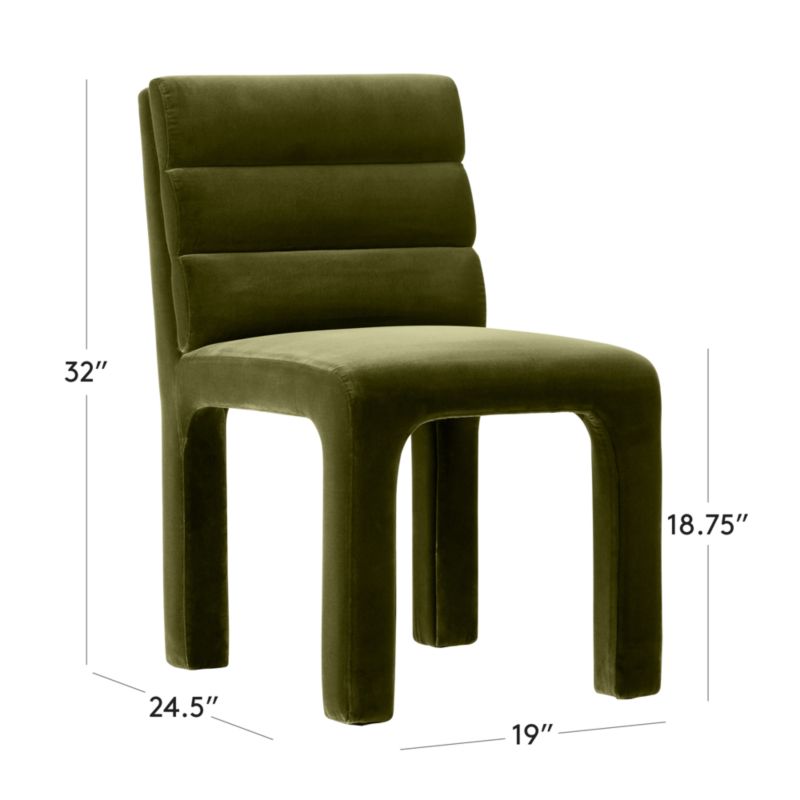 View Castell Green Velvet Channel Tufted Dining Chair Set of 4 - image 2 of 8