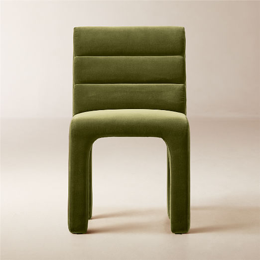 Castell Green Velvet Channel Tufted Dining Chair