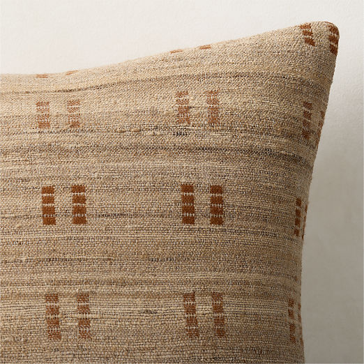 Castilla Sand and Brown Wool and Silk Throw Pillow 20"x20"