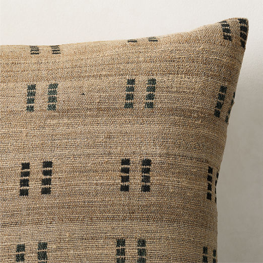 Castilla Sand and Faded Teal Wool and Silk Throw Pillow with Down-Alternative Insert 20"x20"