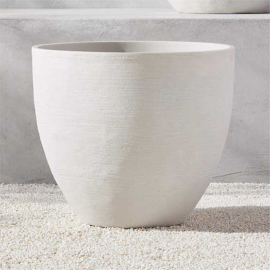 Belly Modern White Stone Outdoor Planter XXL + Reviews | CB2