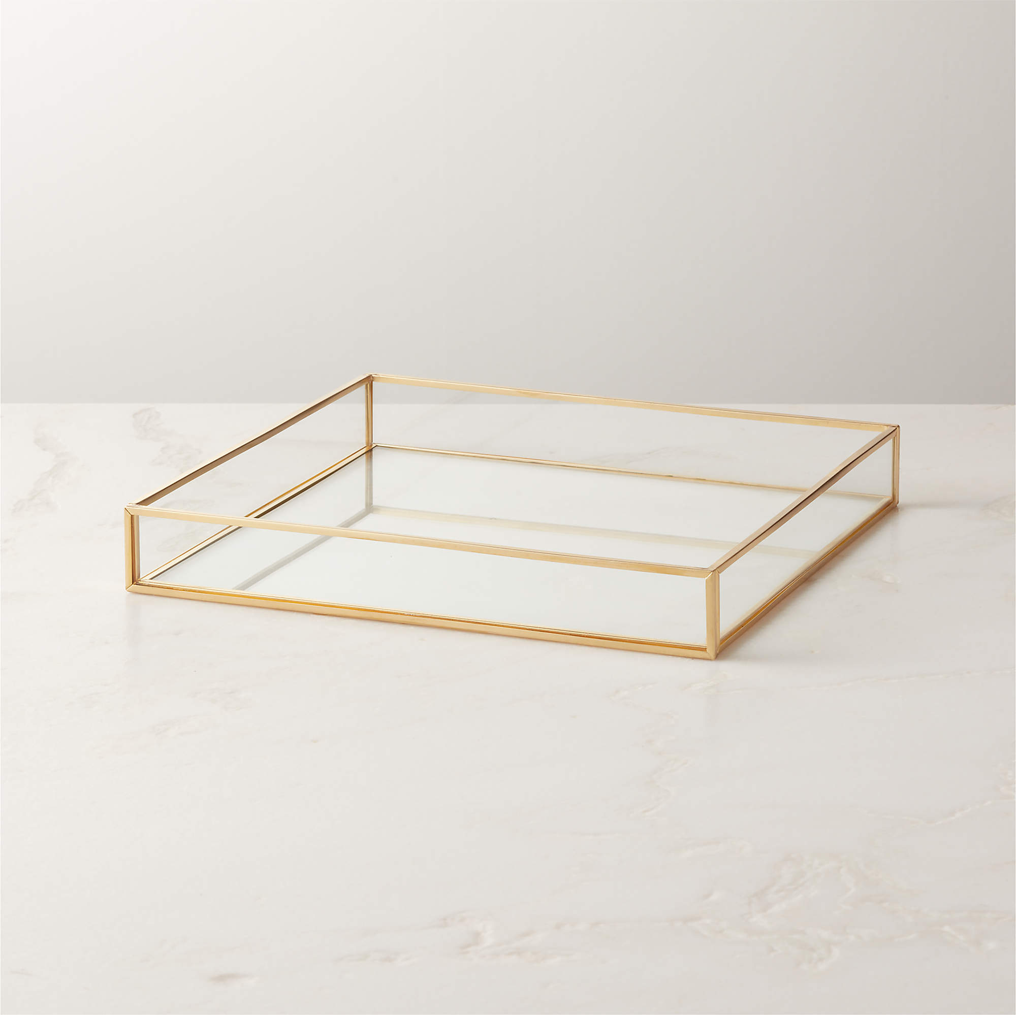 Cato Modern Vanity Tray with Brass Trim + Reviews | CB2