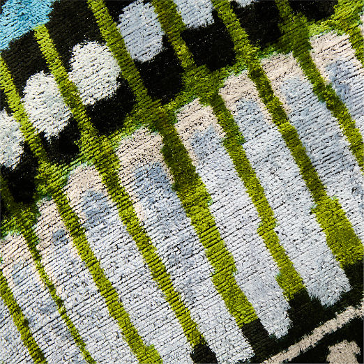 Cay Blue and Green Turkish Silk Throw Pillow 23"x23"