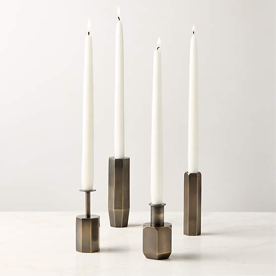 Celestine Blackened Brass Taper Candle Holders Set of 4 by goop