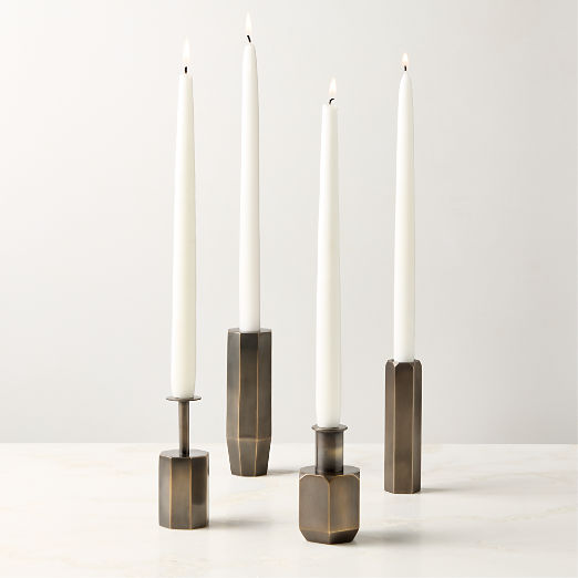 Celestine Blackened Brass Taper Candle Holders by goop