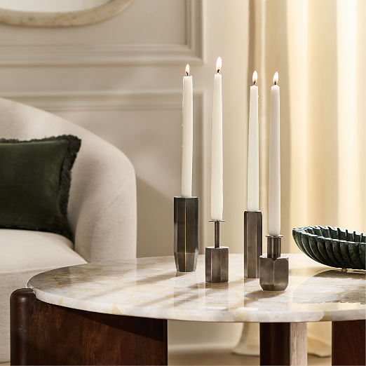 Celestine Blackened Brass Taper Candle Holders Set of 4 by goop