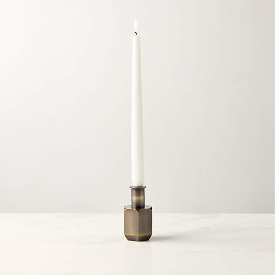 Celestine Blackened Brass Taper Candle Holder 4" by goop