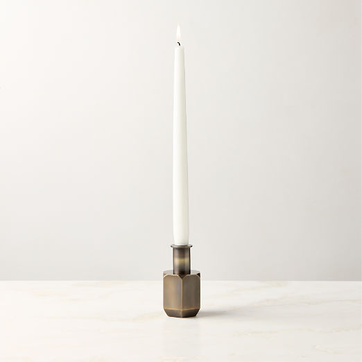 Celestine Blackened Brass Taper Candle Holder 4" by goop
