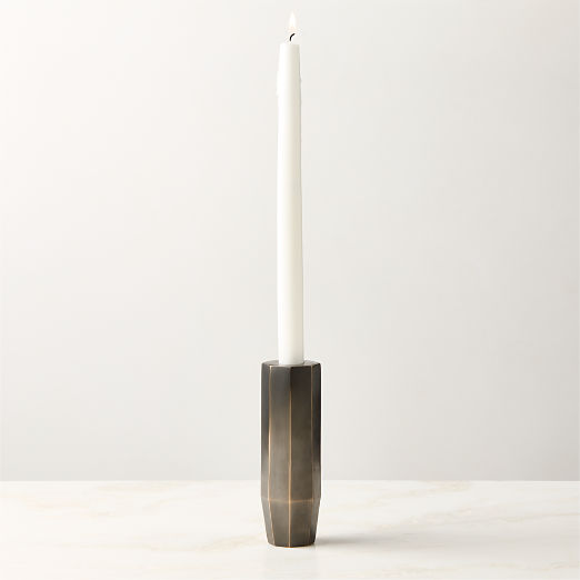 Celestine Blackened Brass Taper Candle Holder 6" by goop