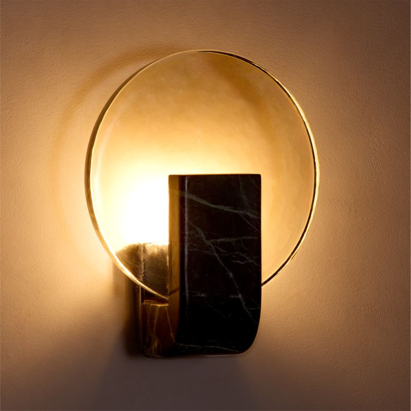 Celestun Green Marble And Cast Glass Wall Sconce Set of 2 - image 2 of 4
