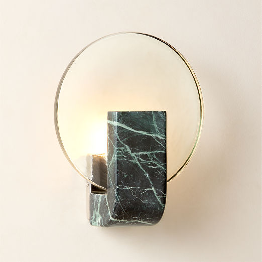 Celestun Green Marble And Cast Glass Wall Sconce