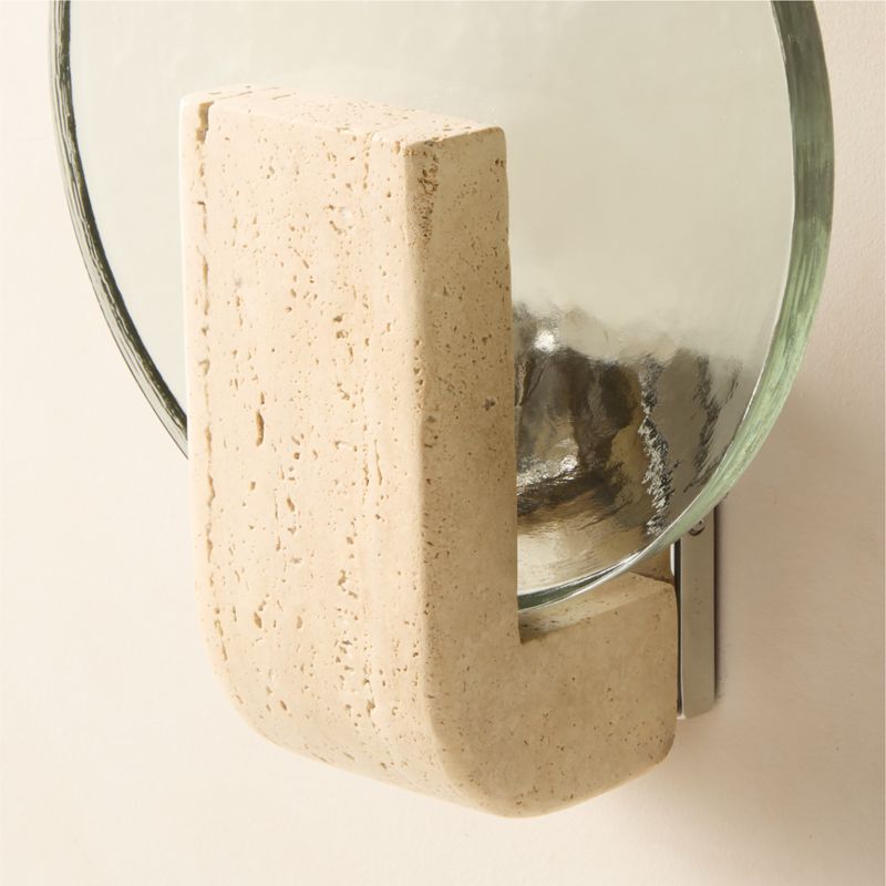 Celestun Travertine And Cast Glass Wall Sconce Set of 2 - image 1 of 6