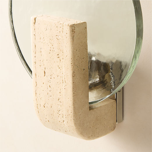Celestun Travertine And Cast Glass Wall Sconce