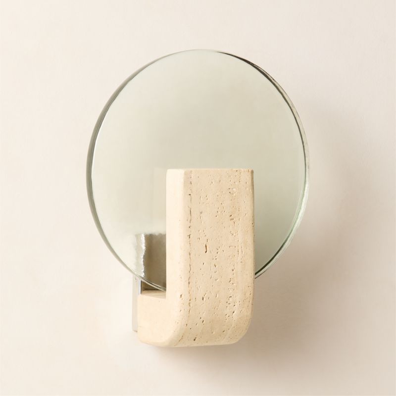 Celestun Travertine And Cast Glass Wall Sconce Set of 2 - image 3 of 6