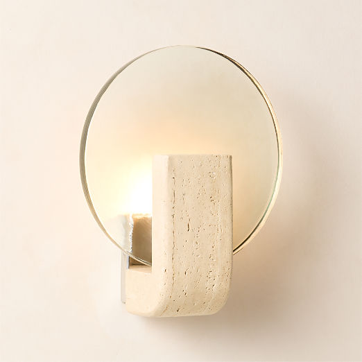 Celestun Travertine And Cast Glass Wall Sconce