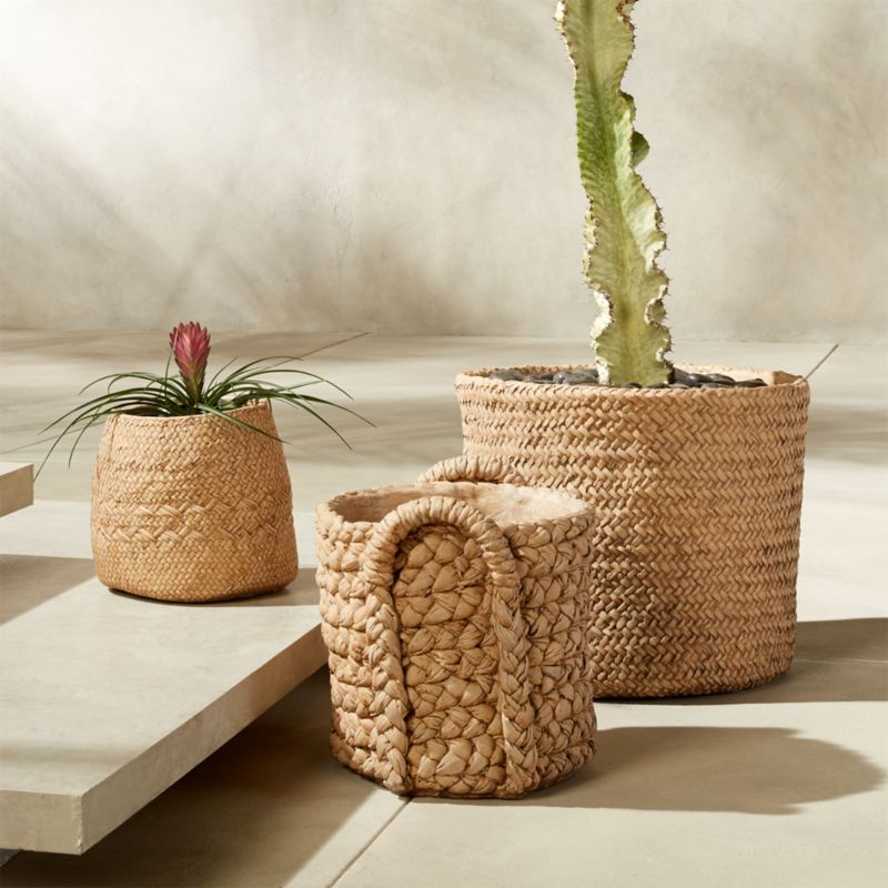 View Indoor/Outdoor Cement Basket Planter Set of 3 details