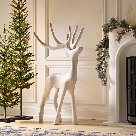 Cement Holiday Reindeer Decoration Indoor/Outdoor 48"