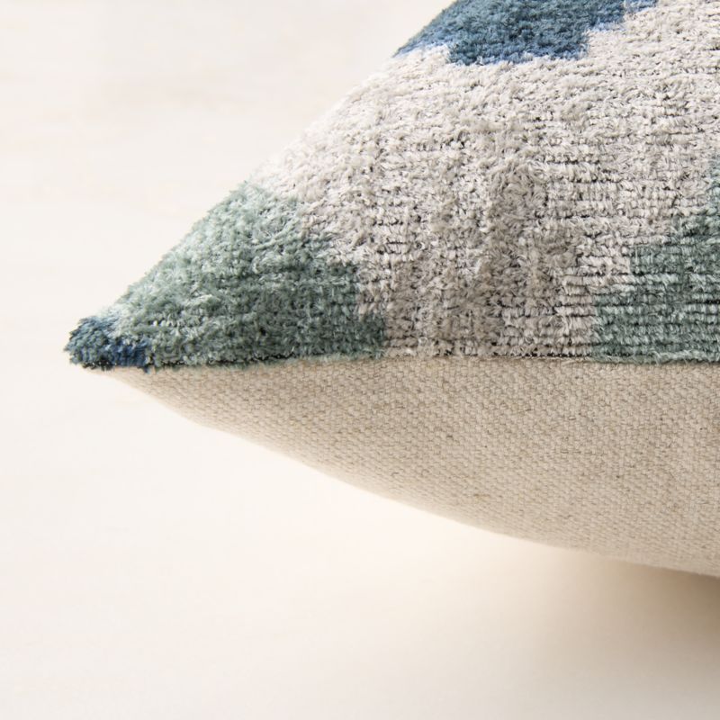 Cerco Silver Blue Turkish Silk Throw Pillow With Down-Alternative Insert 20"x20" - image 3 of 4