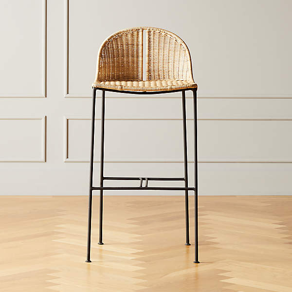 Rattan counter discount stool with back