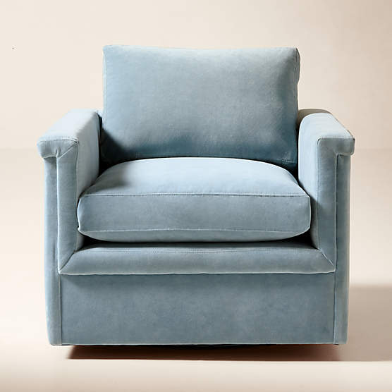 Ceva Light Blue Performance Velvet Swivel Chair