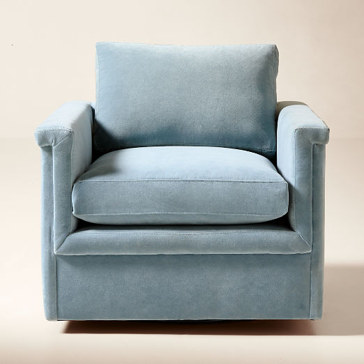 Ceva Light Blue Performance Velvet Swivel Chair Set of 2
