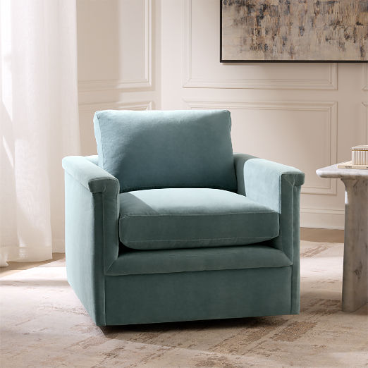 Ceva Light Blue Performance Velvet Swivel Chair