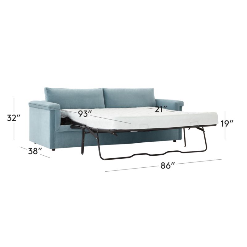 View Ceva 86" Light Blue Performance Velvet Sleeper Sofa - image 3 of 9