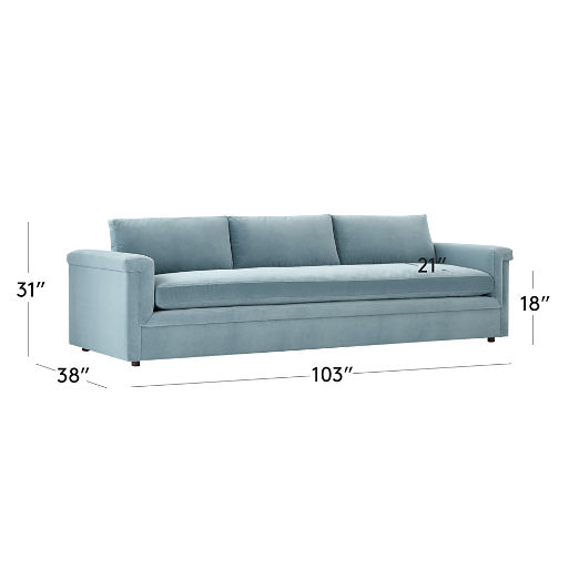 Ceva 103" Light Blue Performance Velvet Sofa