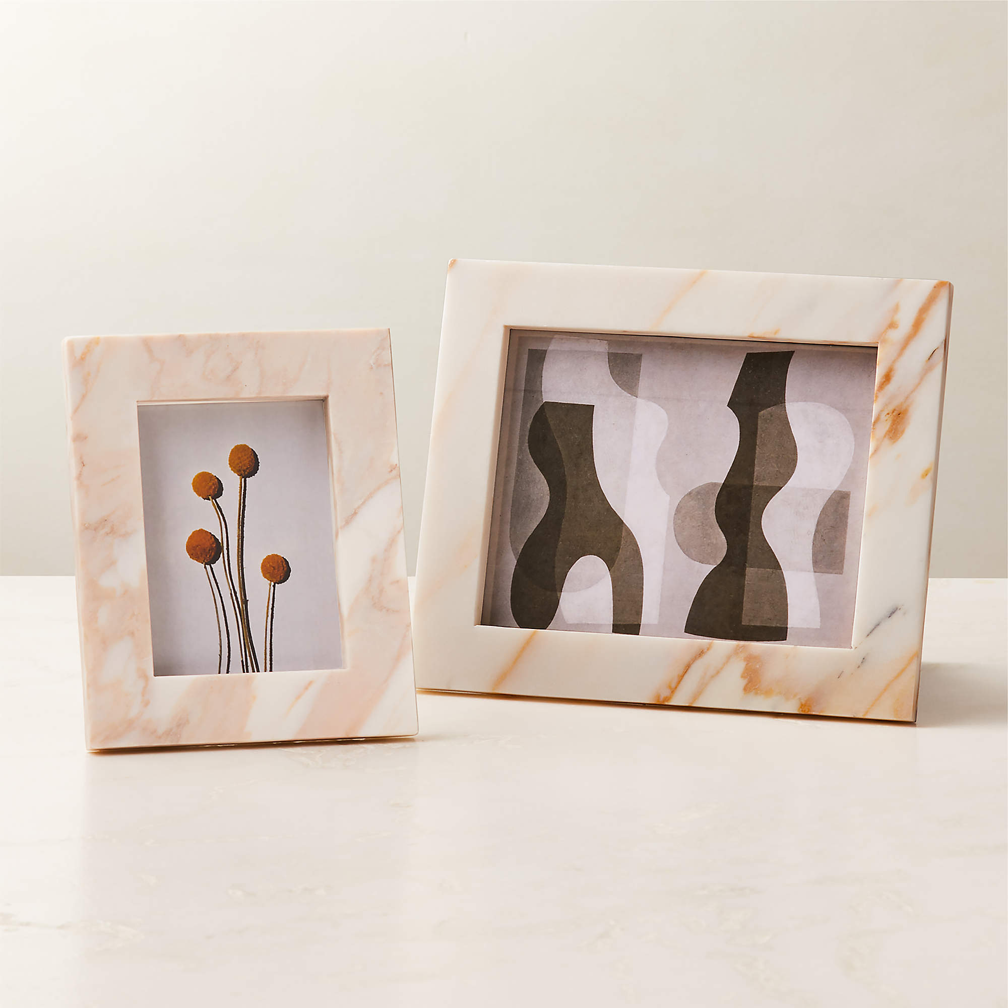 Ceyne Golden Calacatta Marble Picture Frames CB2