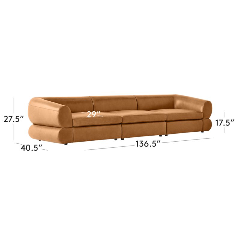 View Chale 3-Piece Brown Leather Sectional Sofa - image 3 of 8