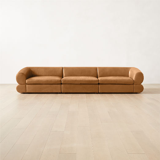 Chale 3-Piece Brown Leather Sectional Sofa