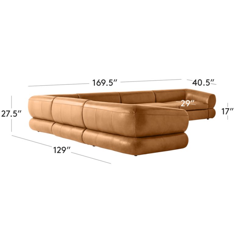 View Chale 6-Piece Brown Leather Sectional Sofa - image 3 of 8