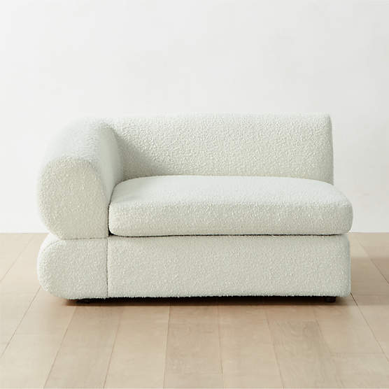 Chale Ivory White Boucle Chair with Left Arm