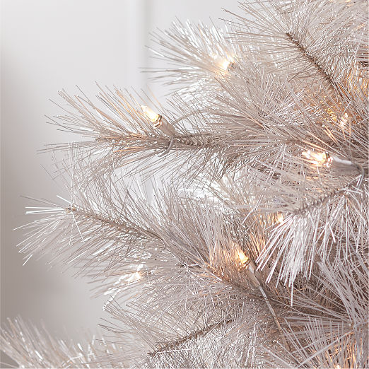 Faux Warm Silver Pine LED Christmas Tree 7.5'