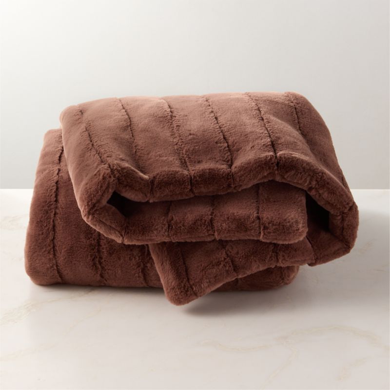 Channel Chestnut Brown Faux Fur Throw Blanket - image 0 of 6