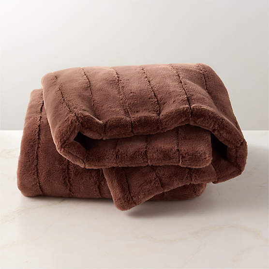 Channel Chestnut Brown Faux Fur Throw Blanket