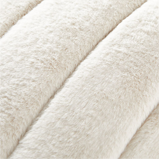 Channel Off-White Faux Fur Throw Pillow with Down-Alternative Insert 18"x18"