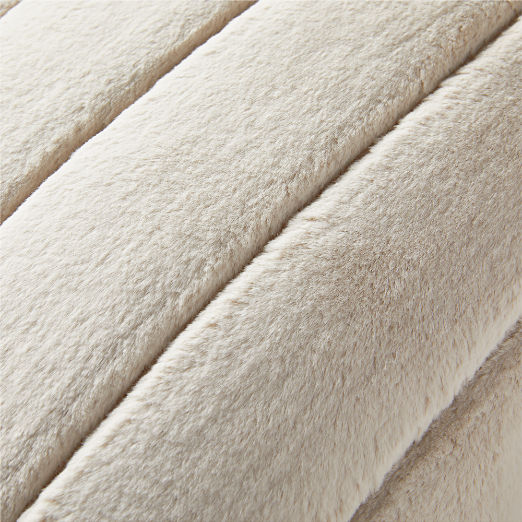 Channel Double-Sided Off-White Faux Fur Throw Pillow 23"x23"