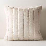 Channel Off-White Faux Fur Throw Pillow with Feather-Down Insert 18"x18"