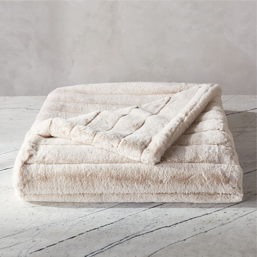 Channel Oat Faux Fur Throw Blanket