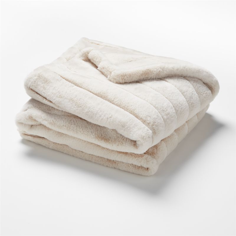 Channel Oat Faux Fur Throw Blanket Reviews CB2