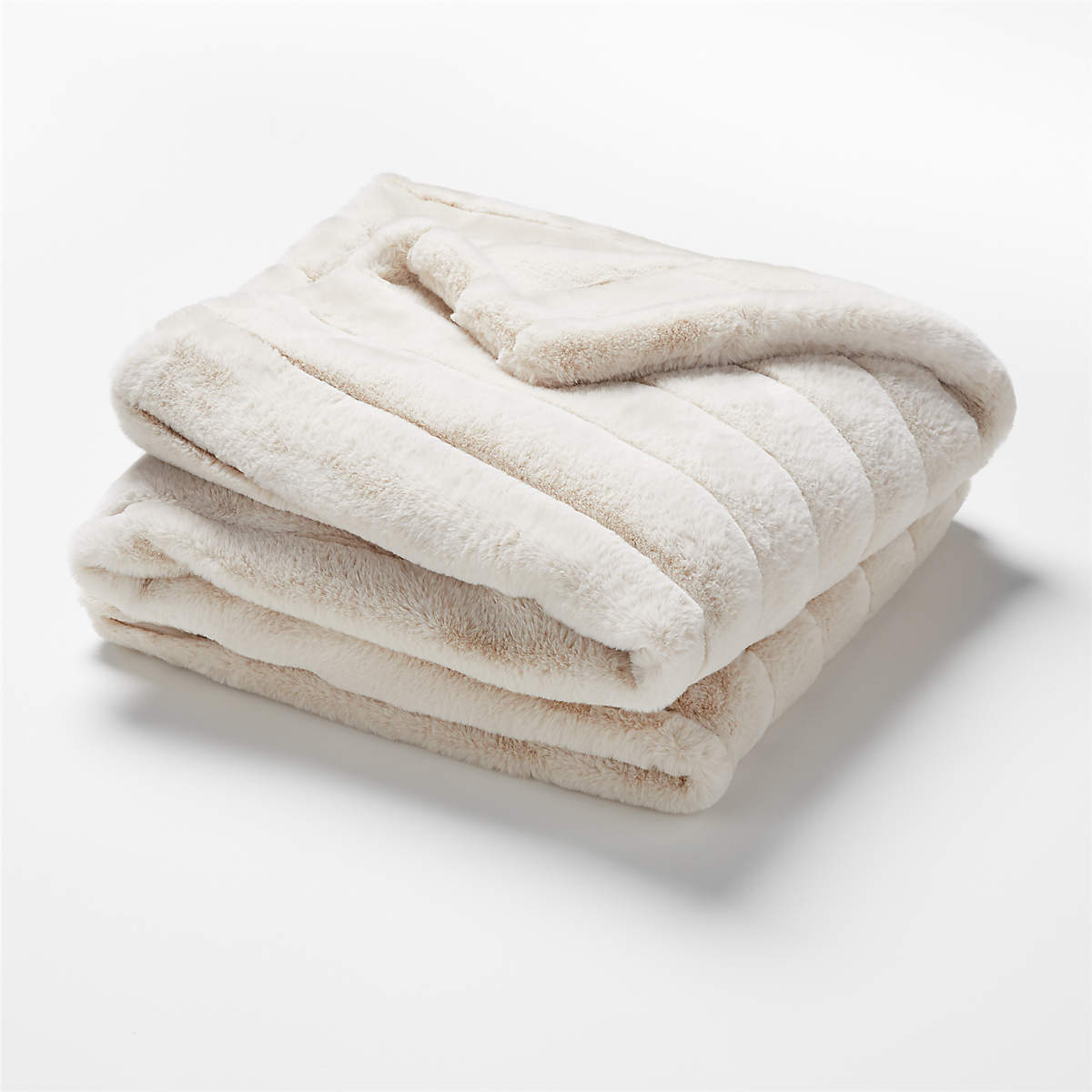 Channel Oat Faux Fur Throw Blanket | CB2