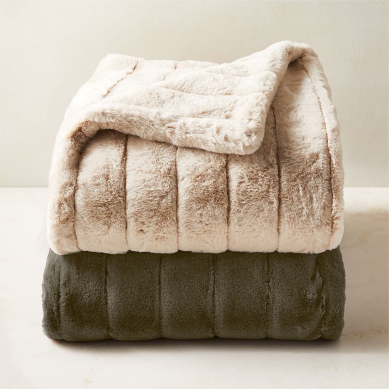 Channel Moss Green Faux Fur Throw Blanket + Reviews CB2 Canada