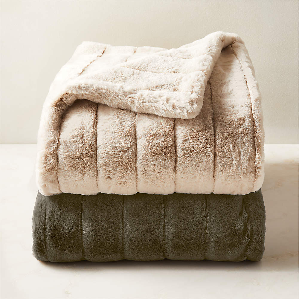 Channel Moss Green Faux Fur Throw Blanket + Reviews | CB2 Canada