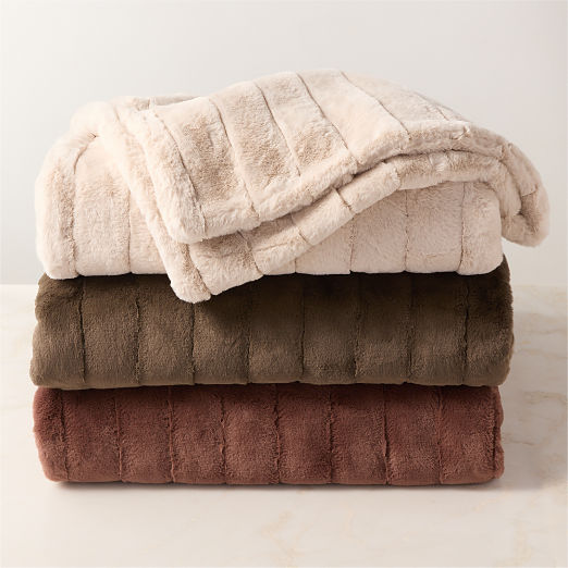 Channel Oat Faux Fur Throw Blanket