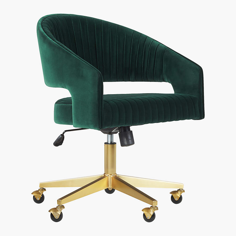 dark green velvet office chair