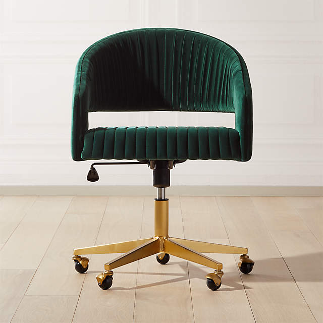Channel Green Velvet Office Chair, Green Upholstered Desk Chair