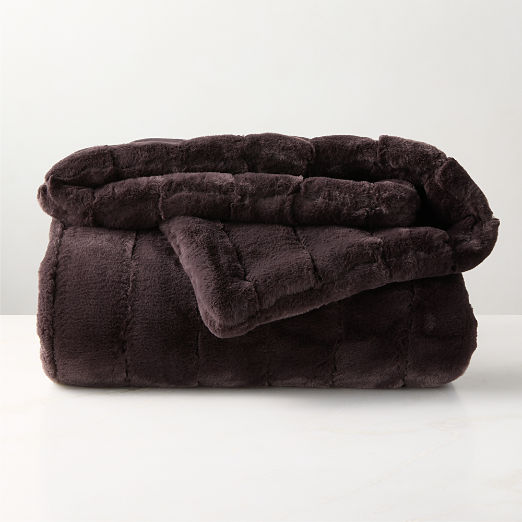 Channel Double-Sided Mink Brown Faux Fur Throw Blanket 50"x70"