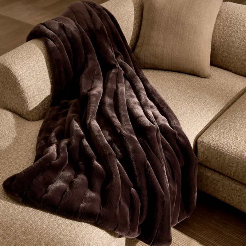 Channel Double-Sided Double Sided Mink Brown Faux Fur Throw Blanket 50"x70" - image 1 of 6